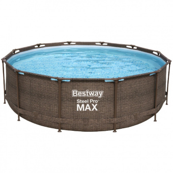 Каркасный бассейн Bestway 5617V Steel Pro (366х122 см) "Ротанг", фильтр-насос, лестница, тент